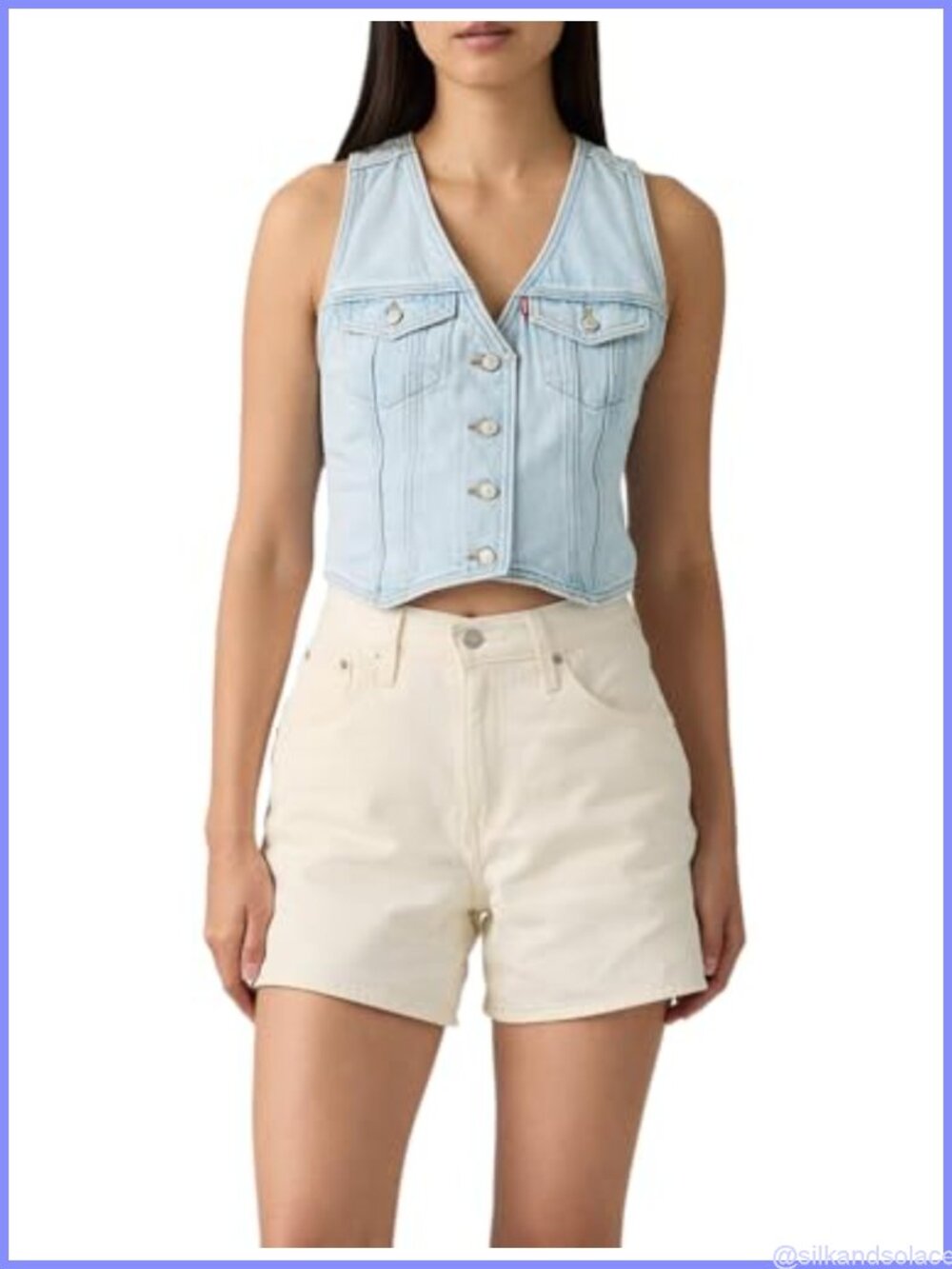 Levi's Women's Racer Vest - 100% Cotton Denim Sleeveless Snap Front
